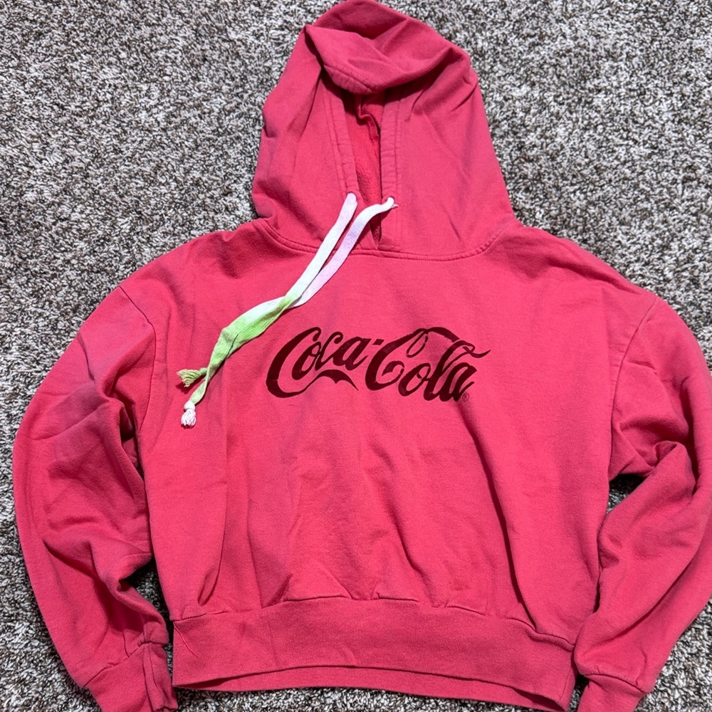 Coca-Cola red Hoodie with Green and White Drawstring